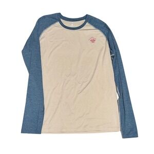 Rabbit EZ Tee Long Sleeve Men XL Blue Tan Perforated Running Shirt California